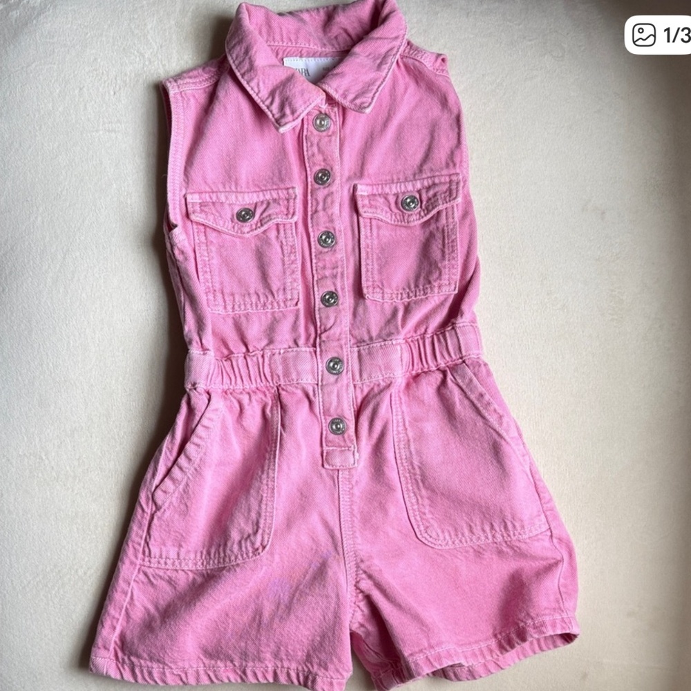 ZARA Pink Kids Denim Romper